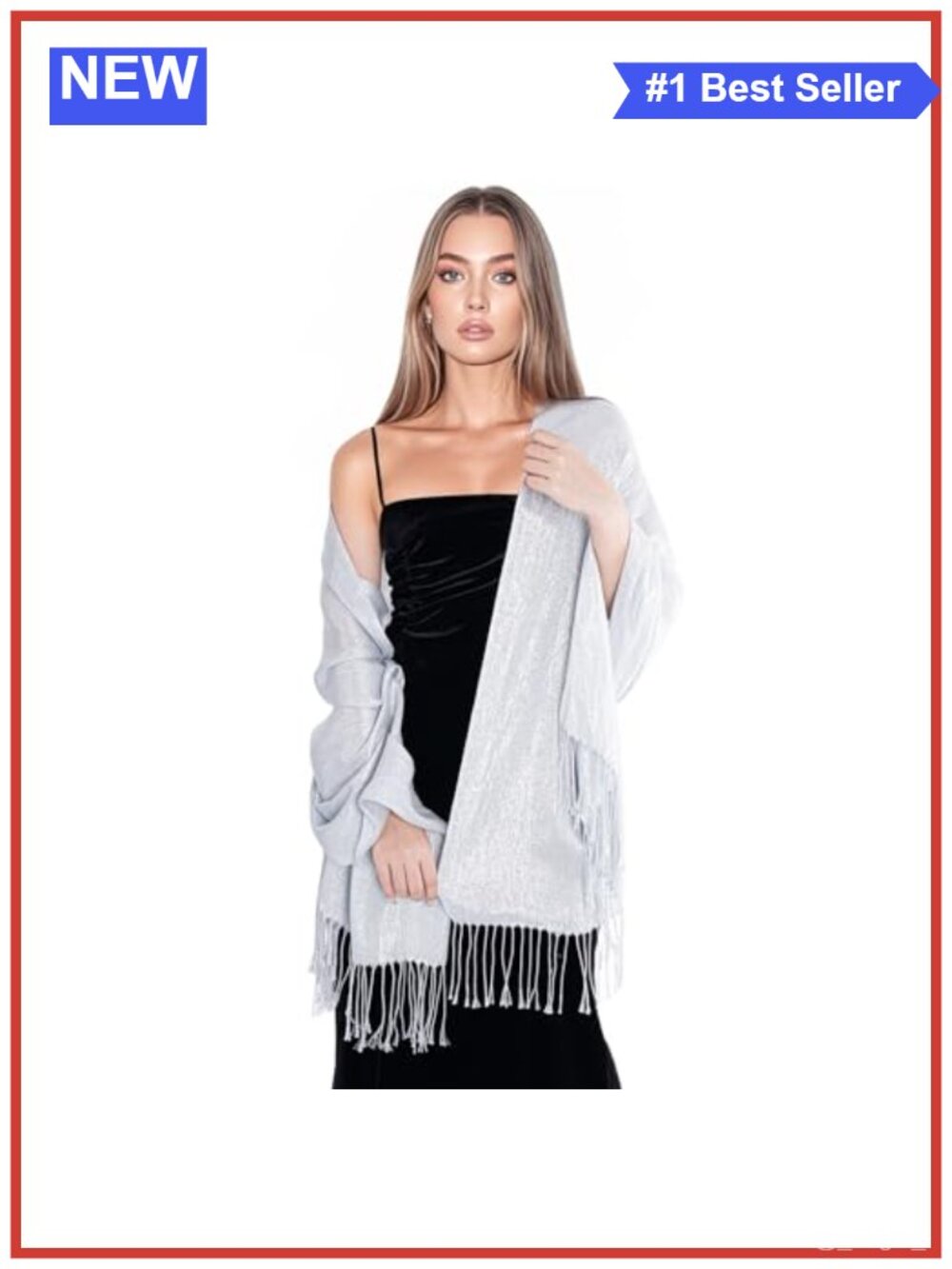 Women's Metallic Pashmina Shawl Wrap for Evening Dresses Wedding